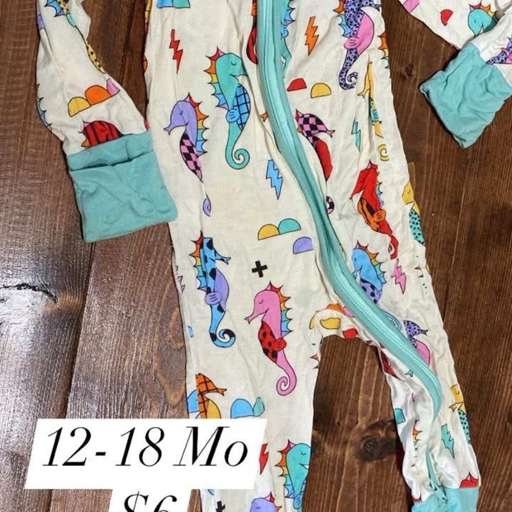 Seahorse Print Kids One Piece